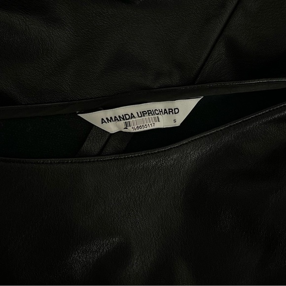 Amanda Uprichard Malia Black One Shoulder Dress Vegan Leather Size S Small - Picture 6 of 8